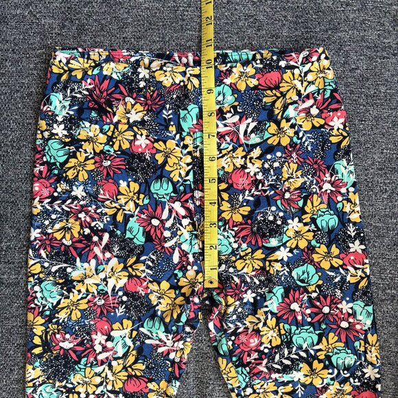 LuLaRoe Womens One Size Floral Print‎ Leggings Vibrant Wildflowers Blue Stretch - Picture 6 of 7